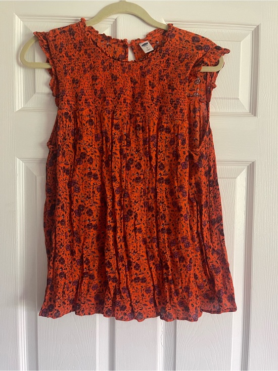 Old Navy Tops - Old Navy Orange Floral Smocked Cap-Sleeve Camisole